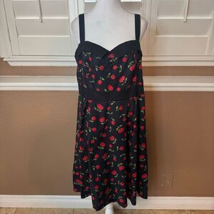 Torrid Retro Chic Plus Size 16 Cherry Print Dress Black Rockabilly Pinup Mini